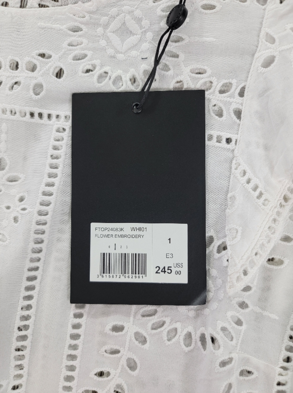 The Kooples NWT Floral White Eyelet Ruffle Shoulder Long-Sleeve Top - Picture 7 of 13